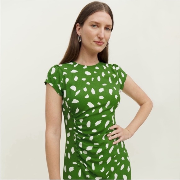 Reformation Green and White Mini Dress - Picture 2 of 13